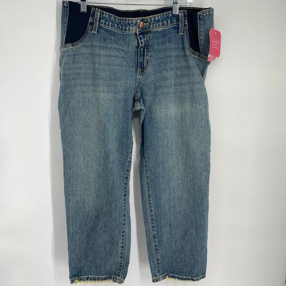 Isabel Maternity Denim - Isabel Maternity Jeans Women’s 10 Vintage Straight Side Panel Distressed